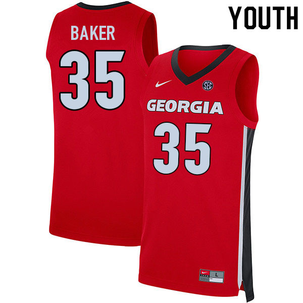 Youth #35 Tyrone Baker Georgia Bulldogs College Basketball Jerseys Sale-Red - Click Image to Close